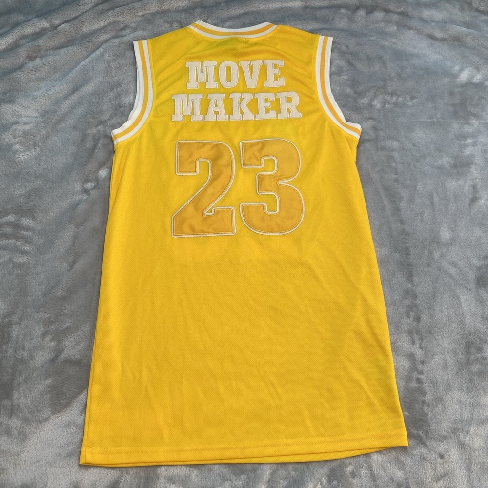 Bumble Basketball Jersey Small Yellow Move Maker 23 Mesh Tackle Twill Sporty